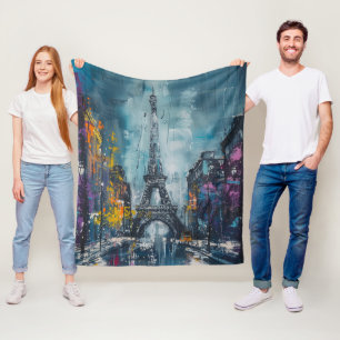 Paris Fashion Night Fleece Blanket