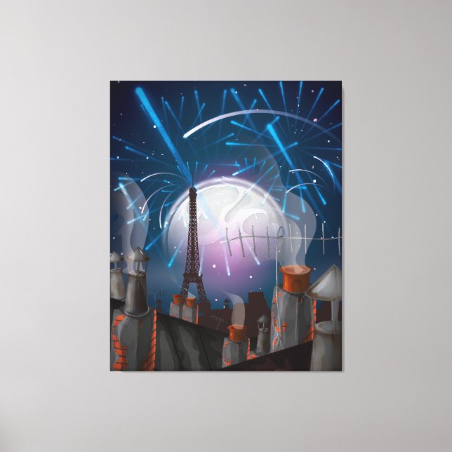 Paris Fireworks Canvas Print (Front)