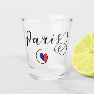 Paris Flag Heart, France  Shot Glass