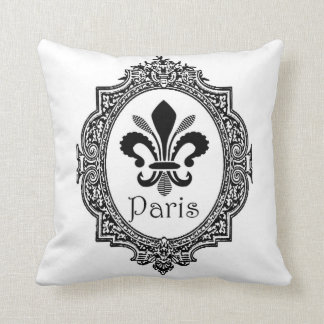 Paris Fleur Di Lis French Black & White Pillow