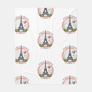 Paris France 2024 Fleece Blankets, Eiffel Tower Blanket
