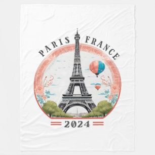 Paris France 2024 Fleece Blankets, Eiffel Tower Blanket