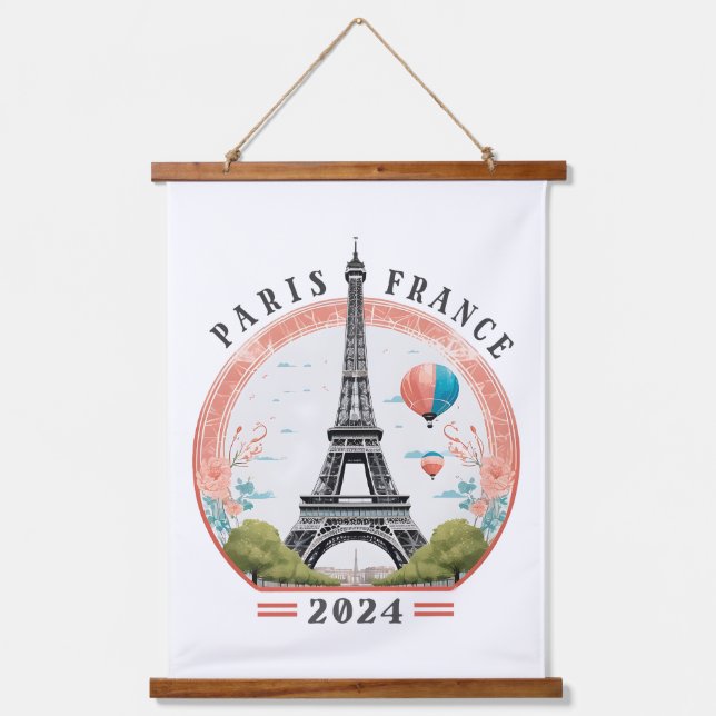 Paris France 2024 Hanging Tapestrys, Eiffel Tower Hanging Tapestry (Front)