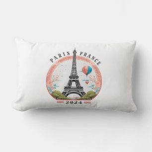 Paris France 2024 Lumbar Pillows, Eiffel Tower Lumbar Cushion
