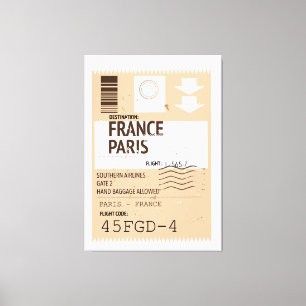 Paris france aeroplane ticket canvas print