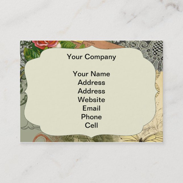 Paris France Antique Artwork Collage Eiffel French Business Card (Front)