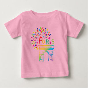 Paris France Arc de Triomphe Neon Design Baby T-Shirt