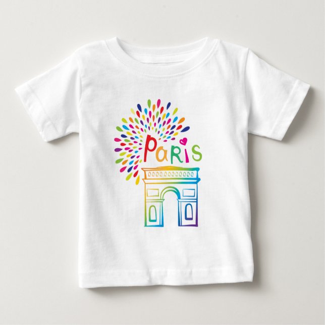 Paris France | Arc de Triomphe | Neon Design Baby T-Shirt (Front)