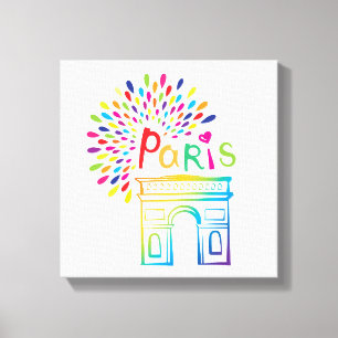 Paris France   Arc de Triomphe   Neon Design Canvas Print