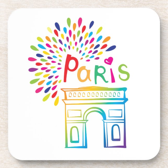 Paris France | Arc de Triomphe | Neon Design Coaster (Front)