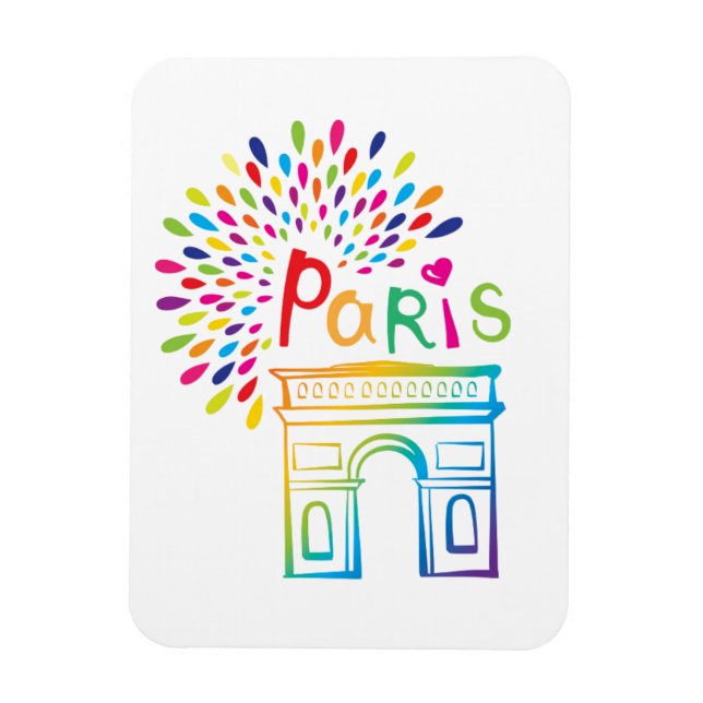 Paris France | Arc de Triomphe | Neon Design Magnet (Vertical)