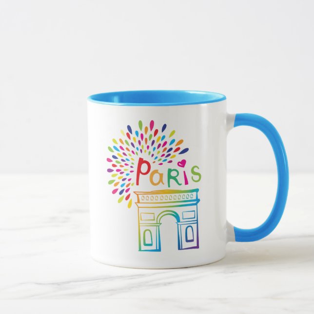 Paris France | Arc de Triomphe | Neon Design Mug (Right)