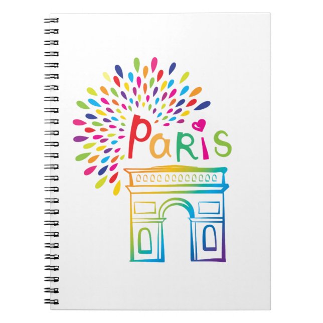 Paris France | Arc de Triomphe | Neon Design Notebook (Front)