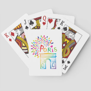 Paris France   Arc de Triomphe   Neon Design Playing Cards