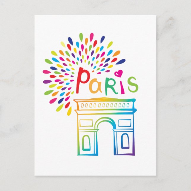 Paris France | Arc de Triomphe | Neon Design Postcard (Front)