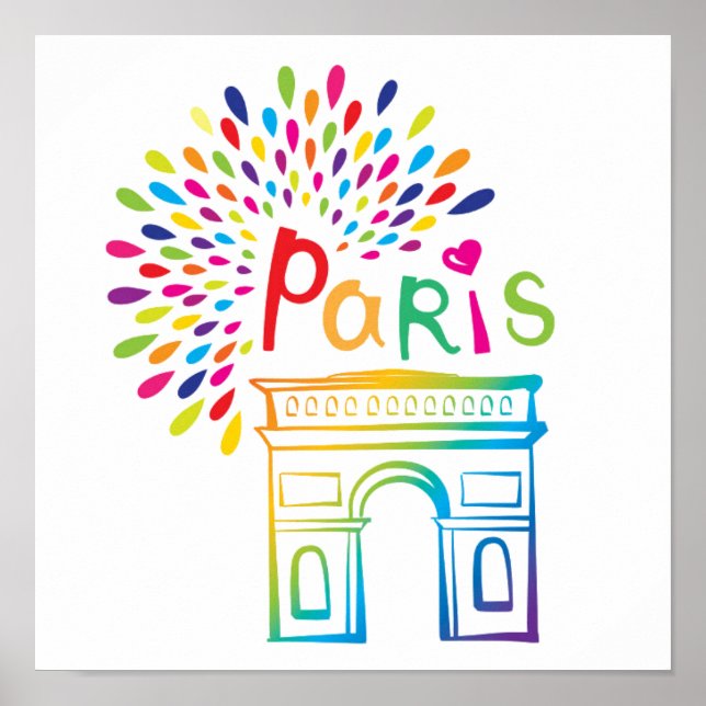 Paris France | Arc de Triomphe | Neon Design Poster (Front)
