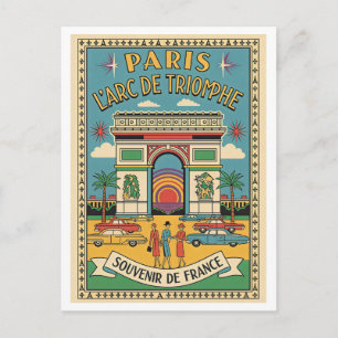 Paris, France – Arc de Triomphe Retro 1950s Postcard