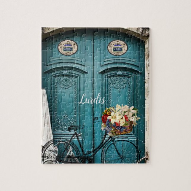 Paris France Bike Floral Jigsaw Puzzle (Vertical)