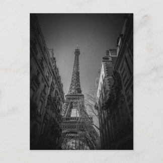 paris france black and white postcard