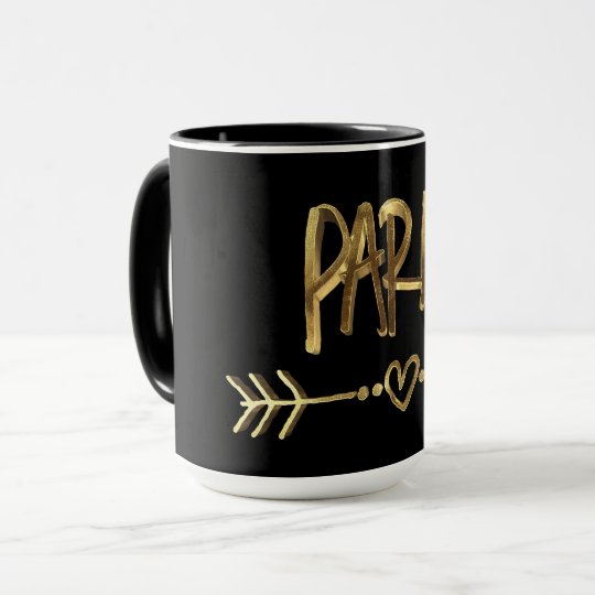 Paris France Black Gold Look Typography Elegant Mug