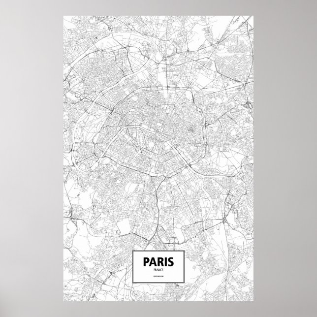 Paris, France (black on white) Poster (Front)