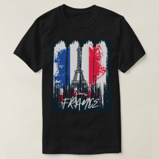 Paris France Brushstroke Eifel Tower Design T-Shirt