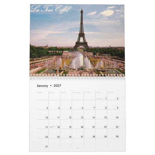 Paris, France Calendar (Jan 2027)