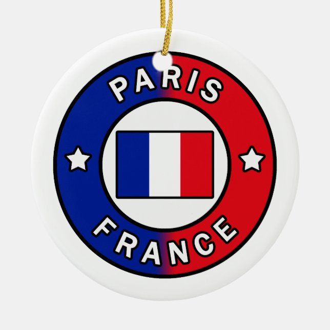 Paris France Ceramic Tree Decoration (Front)