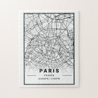 Paris France City Map | Modern Minimalist Drawing Jigsaw Puzzle