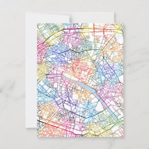Paris France City Map Postcard