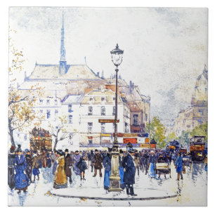 Paris France City Street Scene Art Fashion Tile