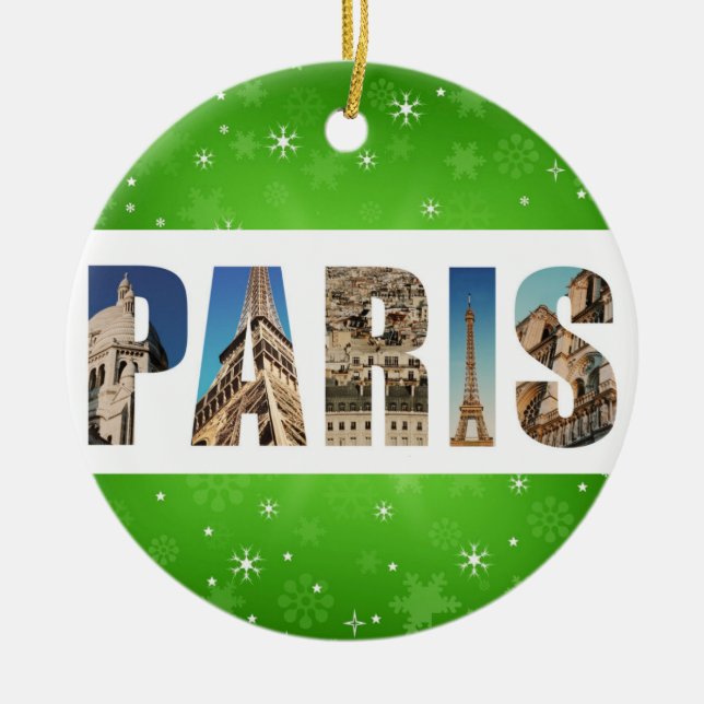 Paris France City Travel Photos Christmas Ceramic Tree Decoration (Front)