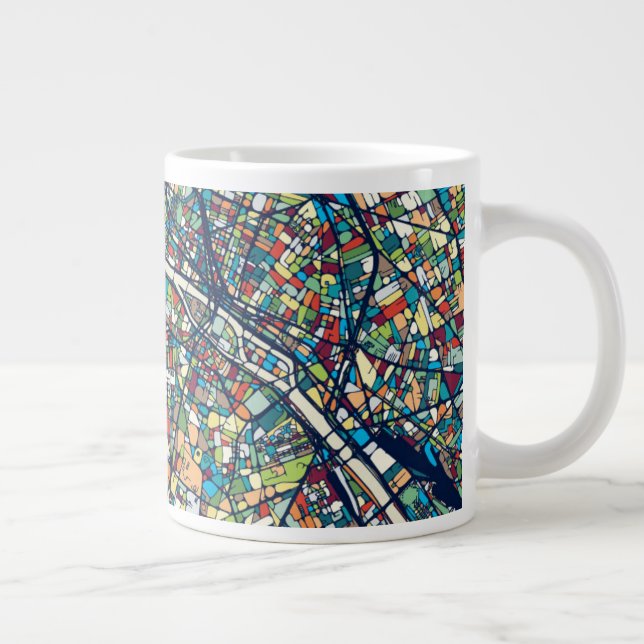 Paris France | Colourful Map Large Coffee Mug (Right)