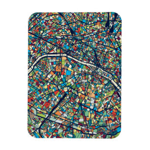 Paris France Colourful Map Magnet