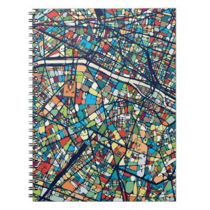 Paris France Colourful Map Notebook