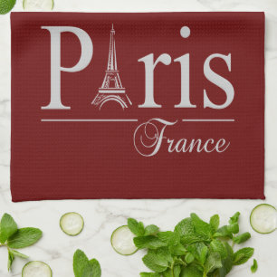 Paris France custom kitchen towels - choose colour