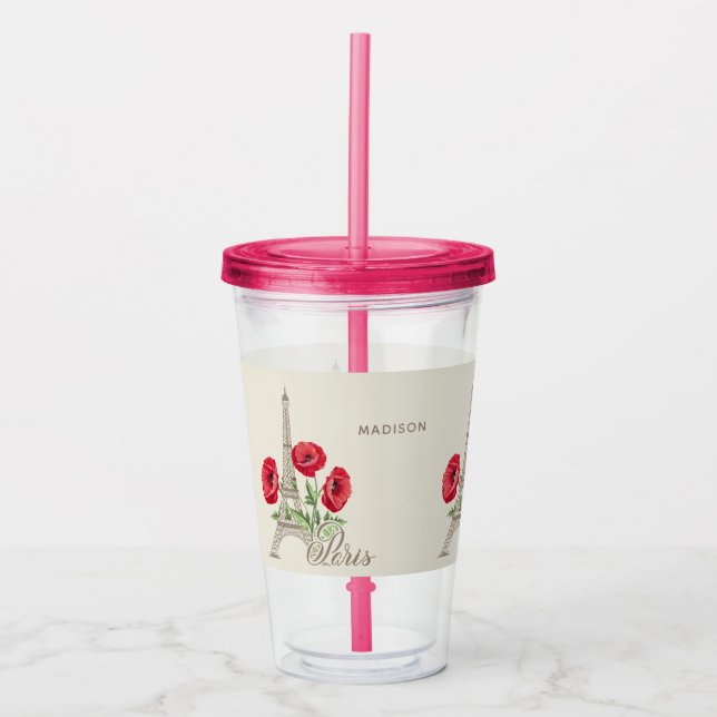 Paris France custom name tumbler (Front)