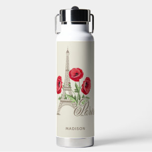 Paris France custom name Water Bottle