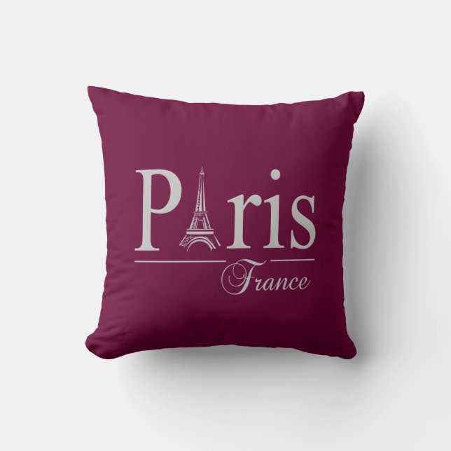 Paris France custom throw pillow - choose colour (Front)
