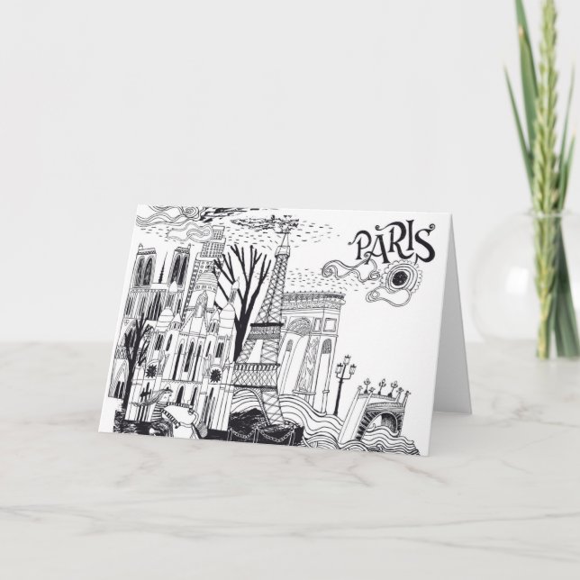 Paris France Doodle Card (Front)