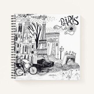 Paris France Doodle Notebook