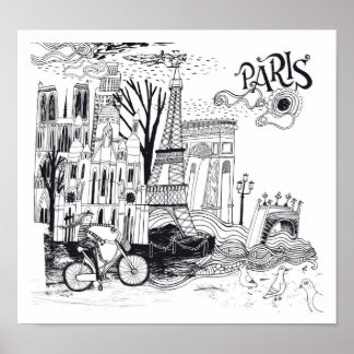 Paris France Doodle Poster