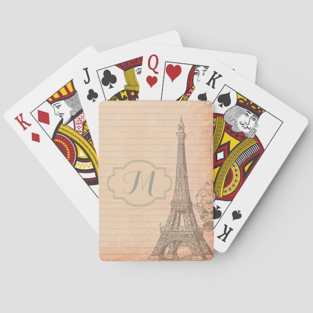 Paris France Eifel Tower Shabby Chic Playing Cards (Back)