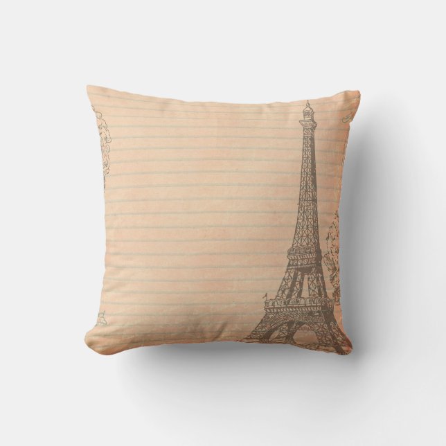 Paris France Eiffel Monogram Throw Couch Pillow (Front)