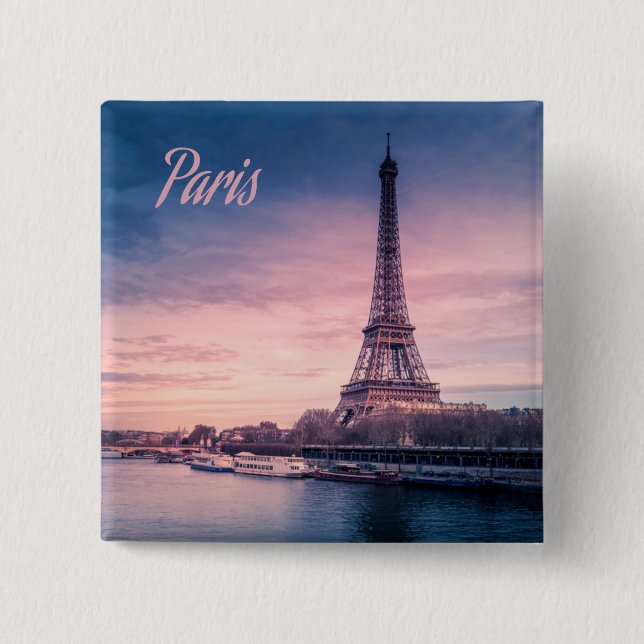 Paris France eiffel tower 15 Cm Square Badge (Front)
