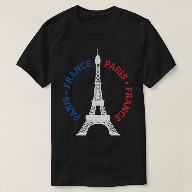 Paris France Eiffel Tower French Flag Souvenir Gif T-Shirt (Design Front)