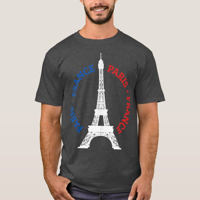 Paris France Eiffel Tower French Flag Souvenir T-Shirt (Front)