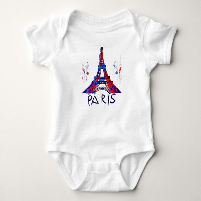Paris France Eiffel Tower Gift Baby Bodysuit (Front)