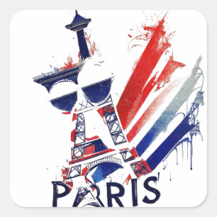 Paris France Eiffel Tower Gift Square Sticker