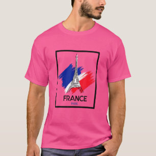 Paris France & Eiffel Tower Illustration Hand Draw T-Shirt